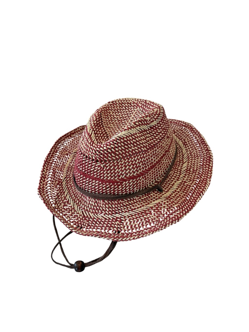 Pistil Woven Straw Fedora Hat in Red and Natural